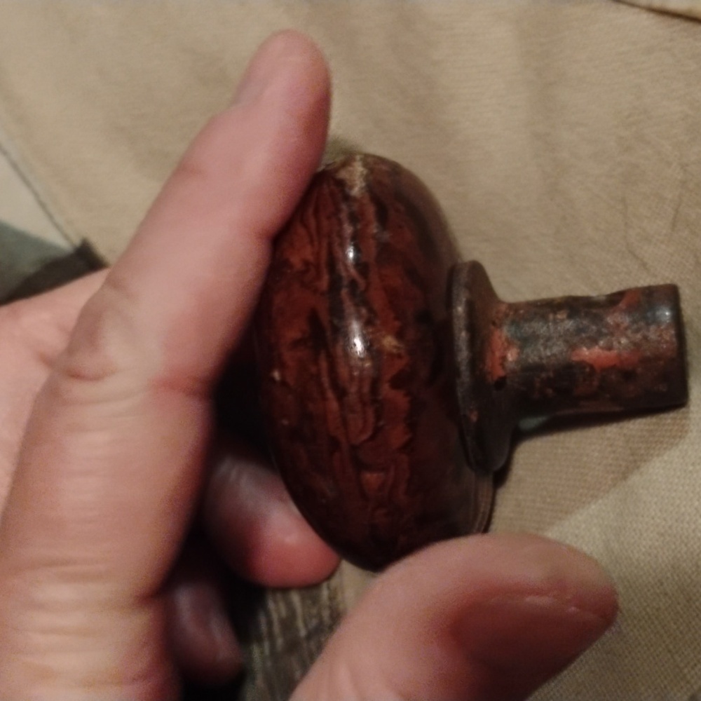 Antique DOOR KNOB  Bennington w/out Stem Distressed Marbled Beauty Oldie